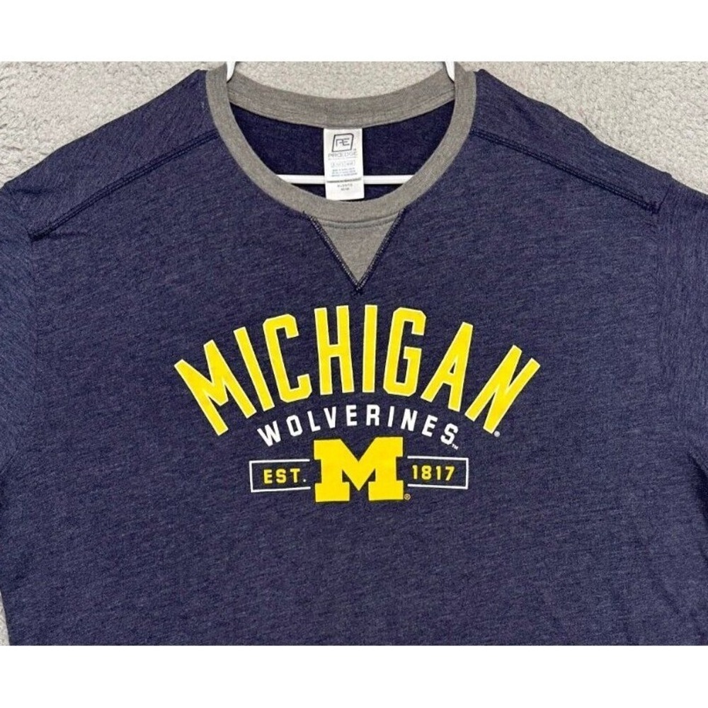 Michigan Wolverines Shirt Mens XL Navy Long Sleeve Tee Pro Edge Knight Apparel